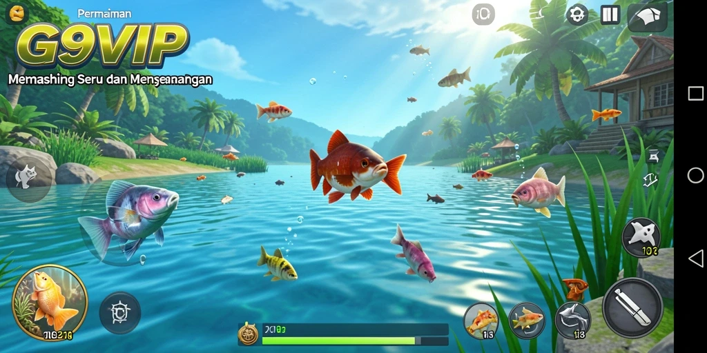 Screenshot gameplay G9VIP yang menampilkan aksi memancing yang seru dan interaktif.