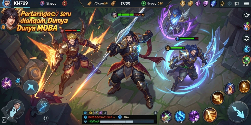 Screenshot gameplay seru di KM789 dengan aksi MOBA yang menegangkan.