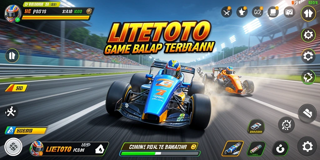 Tangkapan layar LITETOTO menunjukkan aksi balapan mendebarkan yang realistis.