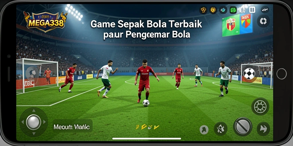 Tampilan gameplay MEGA338 dengan aksi sepak bola yang menegangkan.